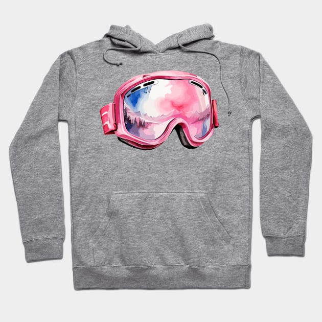 Pink Skiing Goggles Hoodie by Siha Arts